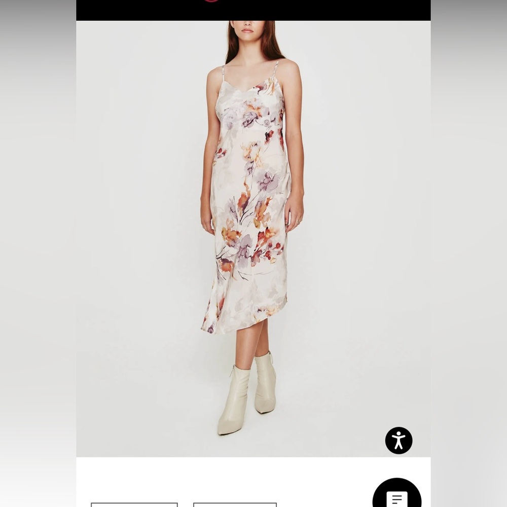 AG Adriano Goldschmied Scarlett Slip Dress Floral Cream Midi Dress Large